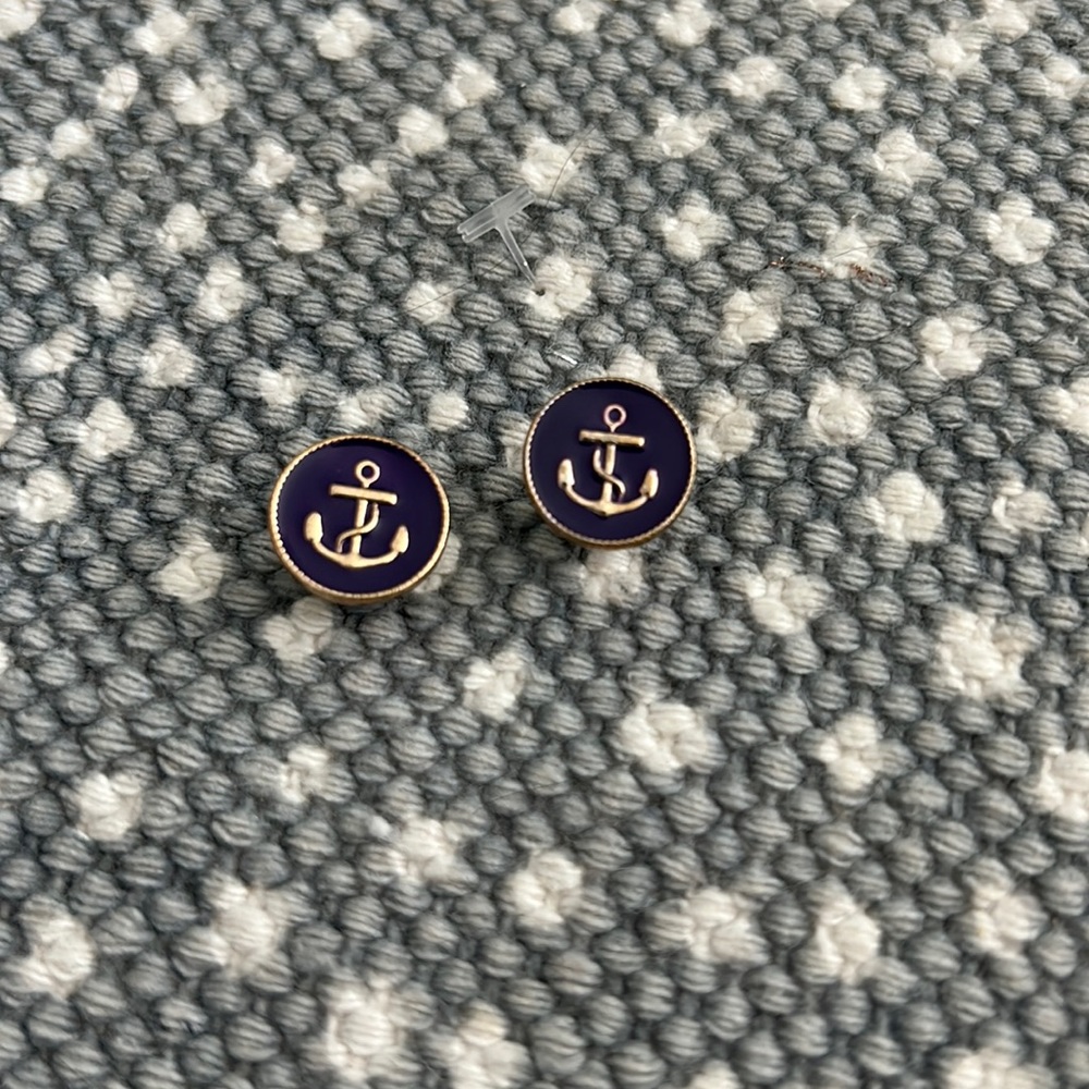 JCREW Anchor stud earrings navy